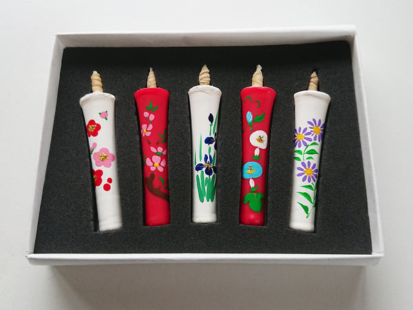Japanese Traditional Craft Candle Floral Pattern No1 Set of 5