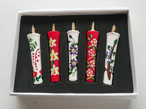 Japanese Traditional Craft Candle Floral Pattern No2 Set of 5