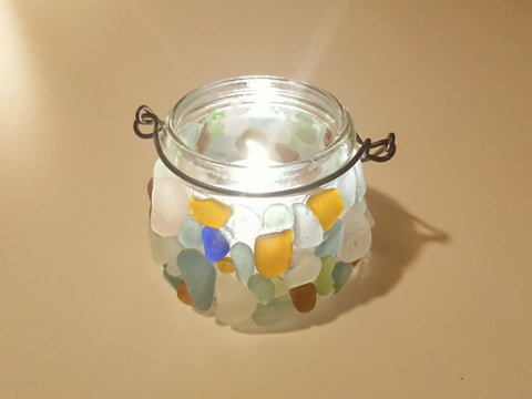 Sea glass candle holder