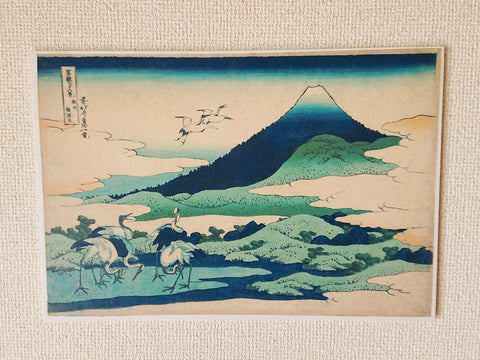 Wall panel of Ukiyo-e "Thirty-six Views of Mt. Fuji" and "Sagami no Kuni" by the famous Japanese painter "Katsushika Hokusai"