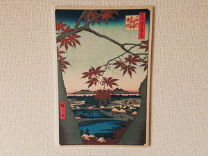 Wall panel of the ukiyo-e "Maple Tree" by the famous Japanese painter "Hiroshige Utagawa"