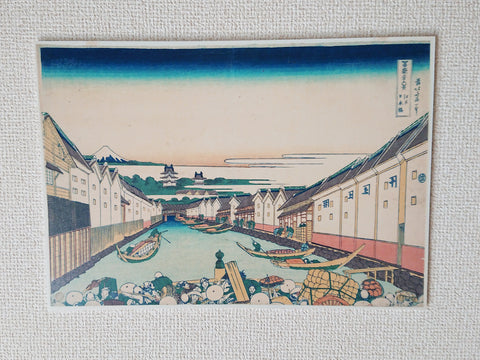Wall panel of Ukiyo-e "Thirty-six Views of Mt. Fuji" and "Nihonbashi" by the famous Japanese painter "Katsushika Hokusai"