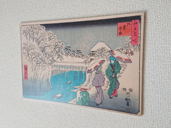 Wall panel of the ukiyo-e "Ochanomizu River" by the famous Japanese painter "Hiroshige Utagawa"