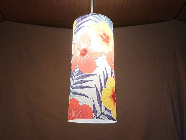 Hibiscus pattern illuminated print lampshade