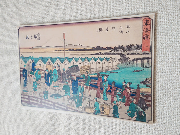 Wall panel of Ukiyo-e "Nihonbashi" by famous Japanese painter "Hiroshige Utagawa"