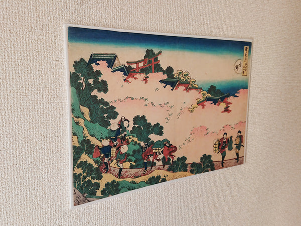 Wall panel of Ukiyo-e "Sakura of Yoshino" by famous Japanese painter "Katsushika Hokusai"