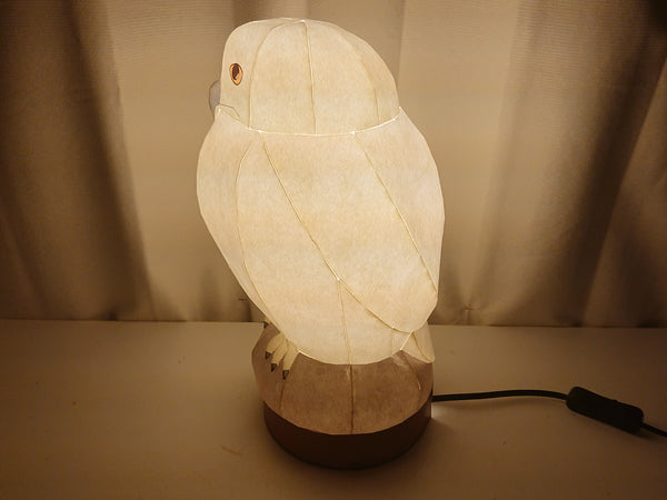 白フクロウのテーブルランプシェード　和紙のランプシェード