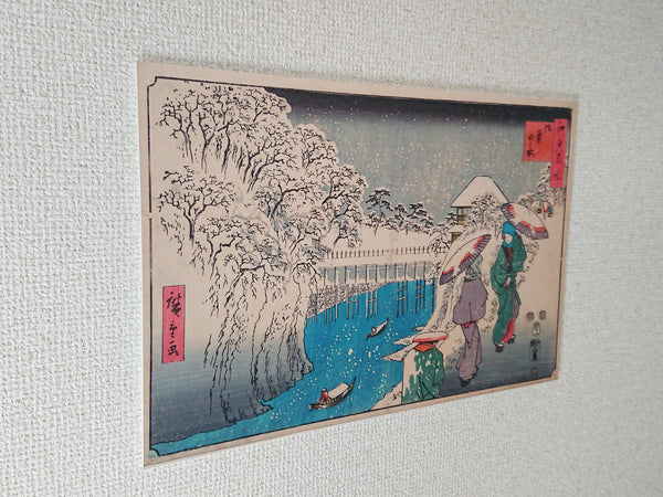 Wall panel of the ukiyo-e "Ochanomizu River" by the famous Japanese painter "Hiroshige Utagawa"