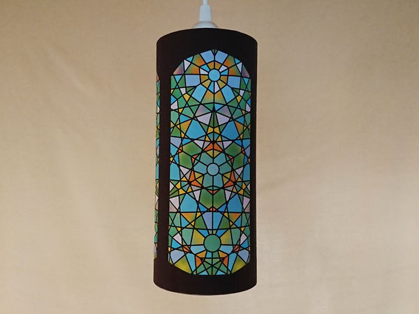 Stained glass pattern illumination print lampshade